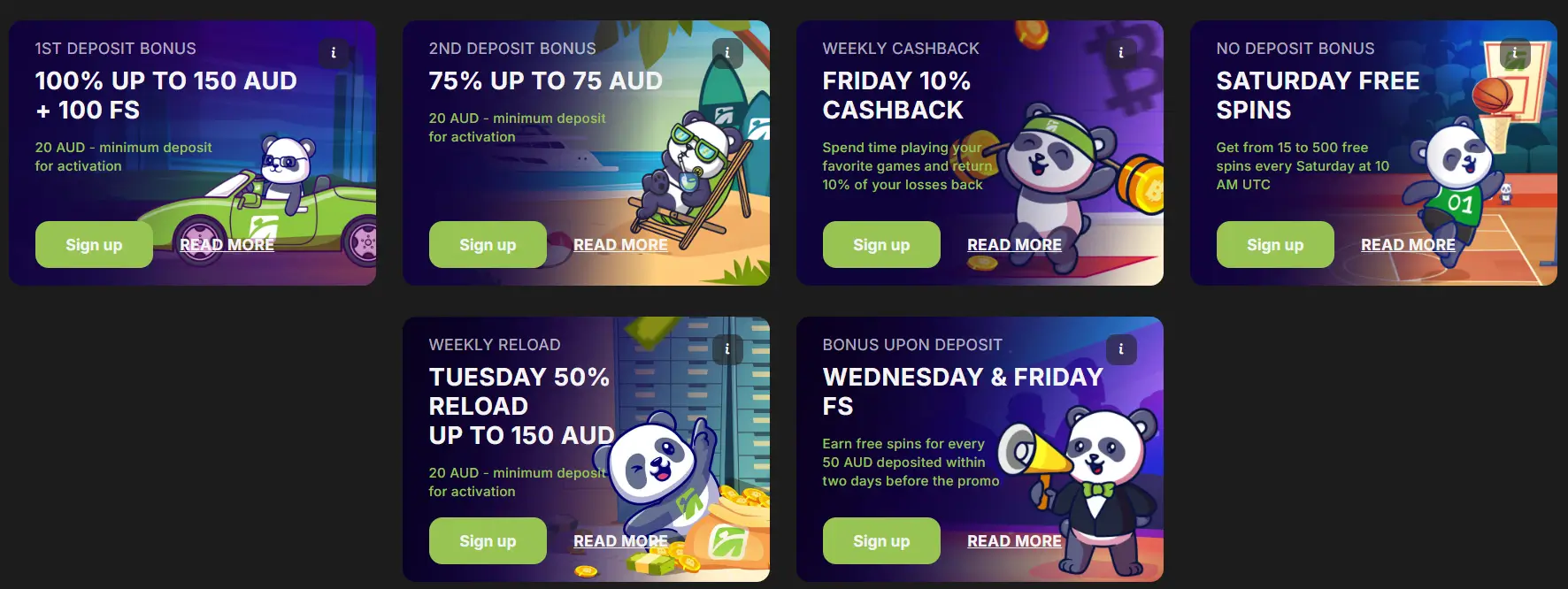 Акции и бонусы с пандой-талисманом в Fastpay Casino